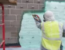 commercial spray foam insulation being applied commercial spray foam insulation being applied