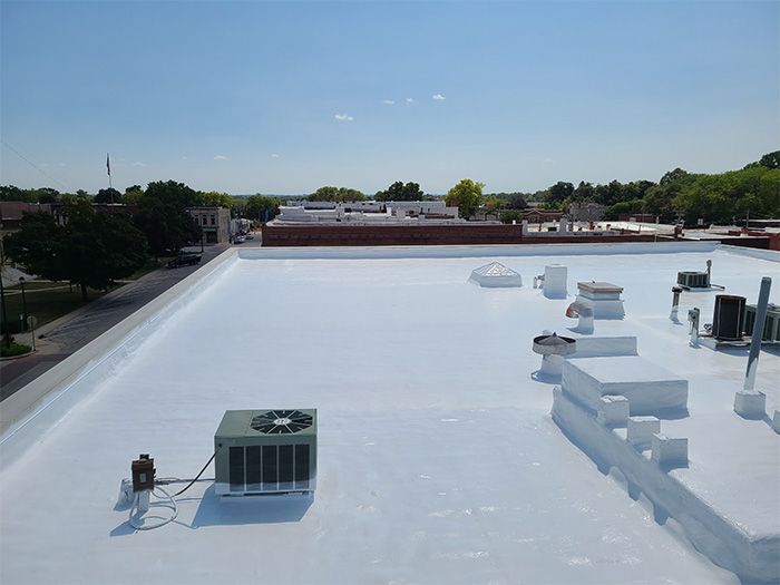 roof coating applied on a commercial building